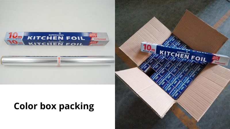 aluminium foil roll color box packing